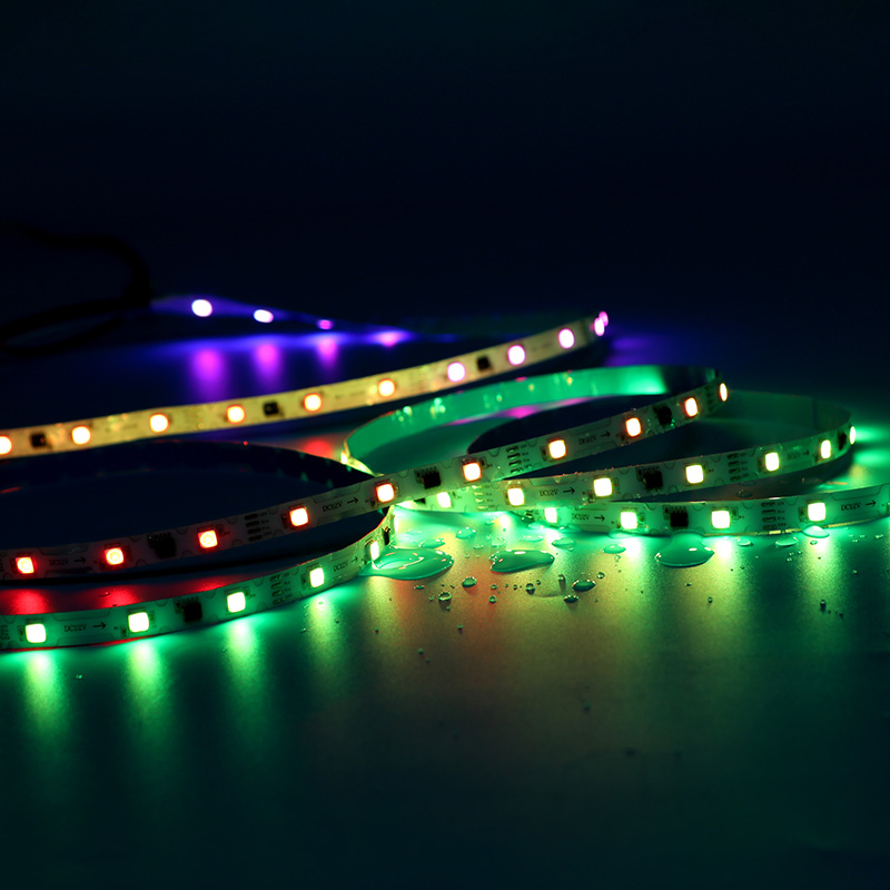 12V 5050 S type 1-meter 36-light color-changing LED light strip (external IC, point-to-point transmission) (with rain protection or not)